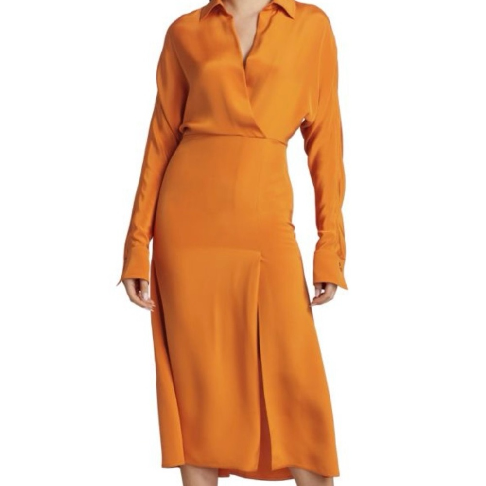 Victoria Beckham Orange Midi Dress